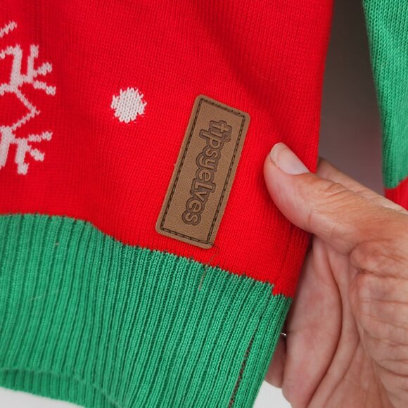 TIPSY ELVES Meowy Cat Ugly Christmas Sweater Small NWT - Picture 6 of 9